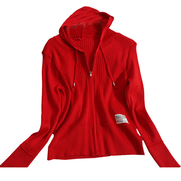 Cardigan casual de damă din catifea, cu glugă