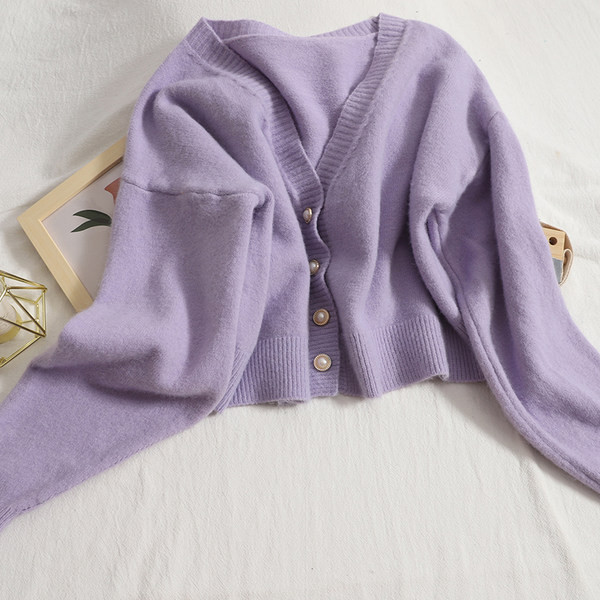 Moodne naiste ühevärviline vest spitsikaelusega ja pikkade varrukatega