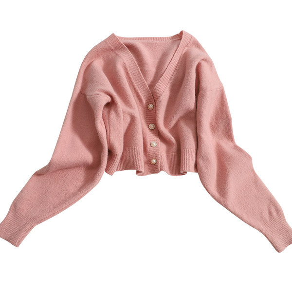 Moodne naiste ühevärviline vest spitsikaelusega ja pikkade varrukatega