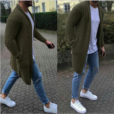 Moodne meeste vesti pikk tavaline nööpidega mudel