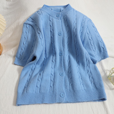 Vestă casual cu mâneci scurte și decolteu oval pentru femei