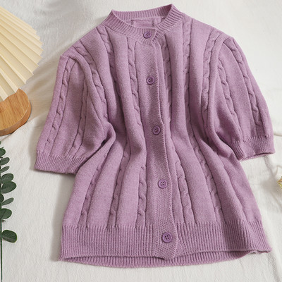 Vestă casual cu mâneci scurte și decolteu oval pentru femei