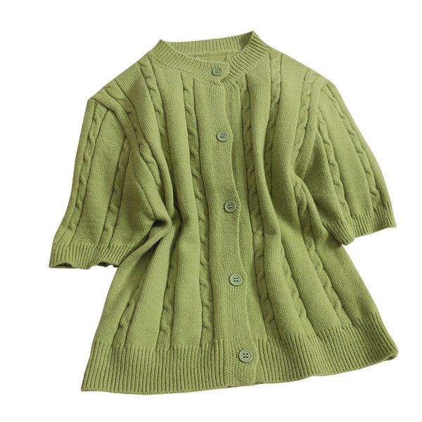 Casual ζακέτα με κοντά μανίκια και οβάλ λαιμόκοψη για γυναίκες