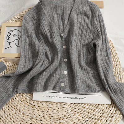 Casual γυναικεία ζακέτα  με κουμπιά και λαιμόκοψη spitz - σε πολλά χρώματα