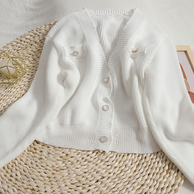 Νέο μοντέλο πλεκτή ζακέτα με spitz λαιμόκοψη σε διάφορα χρώματα