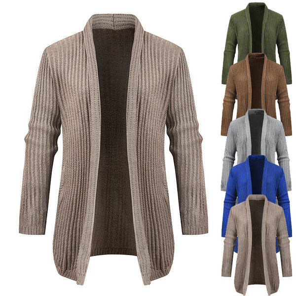 Cardigan lung bărbătesc stilat model simplu fără închidere