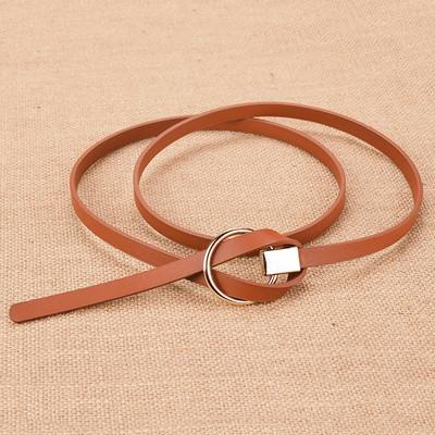 Γυναικεία οικολογική δερμάτινη ζώνη με στρογγυλή αγκράφα