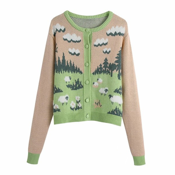 Női kötött kardigán színes mintával