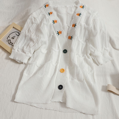 Casual γυναικεία ζακέτα με κέντημα και λαιμόκοψη spitz - διάφορα χρώματα