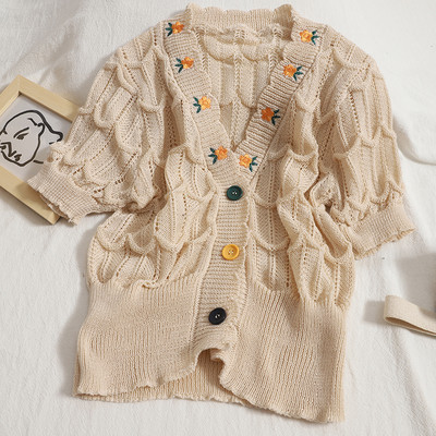 Casual γυναικεία ζακέτα με κέντημα και λαιμόκοψη spitz - διάφορα χρώματα