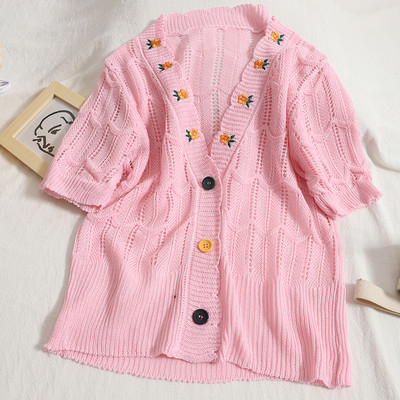 Casual γυναικεία ζακέτα με κέντημα και λαιμόκοψη spitz - διάφορα χρώματα