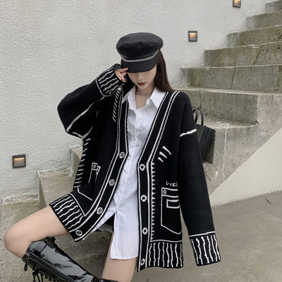 Γυναικεία φαρδύ ζακέτα με μακριά μανίκια