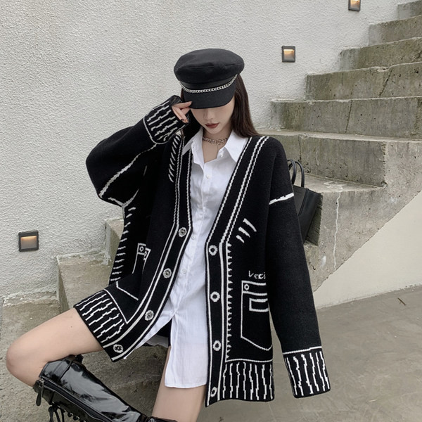 Γυναικεία φαρδύ ζακέτα με μακριά μανίκια