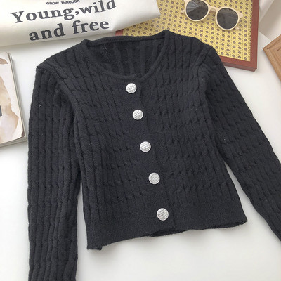 Hõbedase värviga kootud naiste kampsun