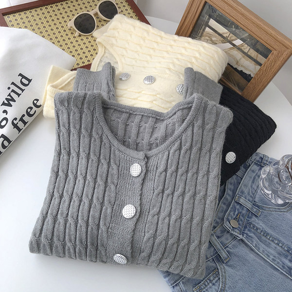 Hõbedase värviga kootud naiste kampsun