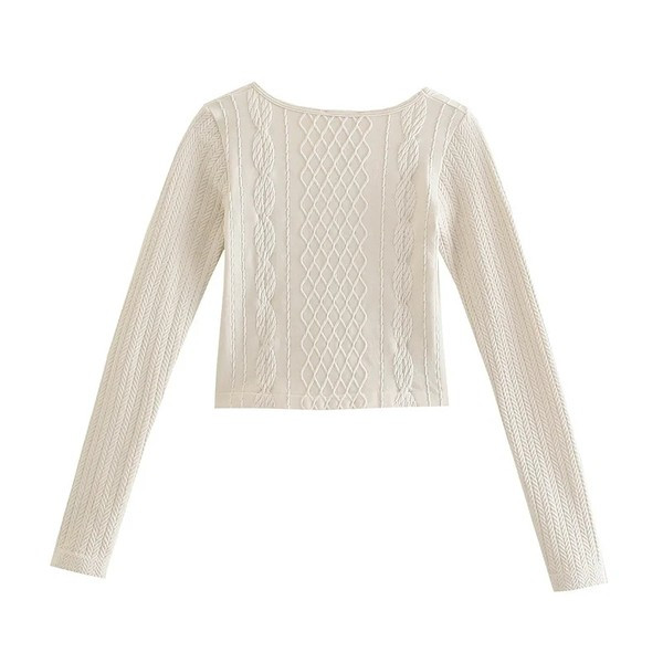 Cardigan scurt cu flori brodate și decolteu pătrat