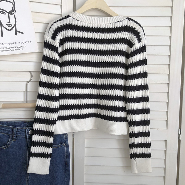 Kuldse värvi triibuline naiste kardigan