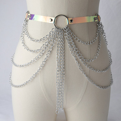 Moteriškas odinis diržas su pakabukais