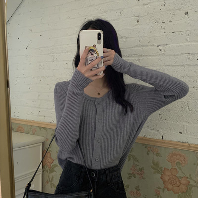 Γυναικεία casual ζακέτα με κουμπιά απλό μοντέλο