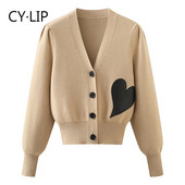 Μοντέρνα γυναικεία casual ζακέτα με spitz λαιμόκοψη και κέντημα