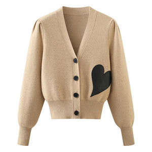 Μοντέρνα γυναικεία casual ζακέτα με spitz λαιμόκοψη και κέντημα