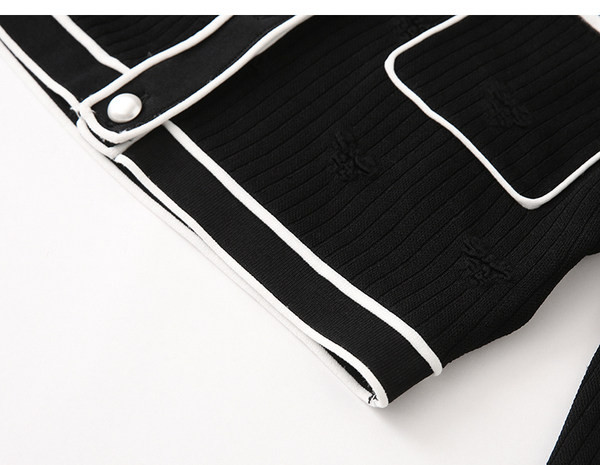 Moodne naiste lühike kardigan nööbi ja taskutega