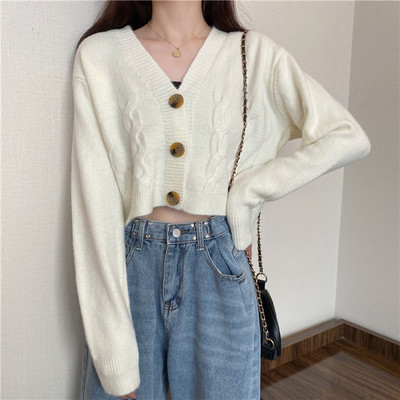 Kaasaegne naiste kardigan lühike mudel spits-kaelusega