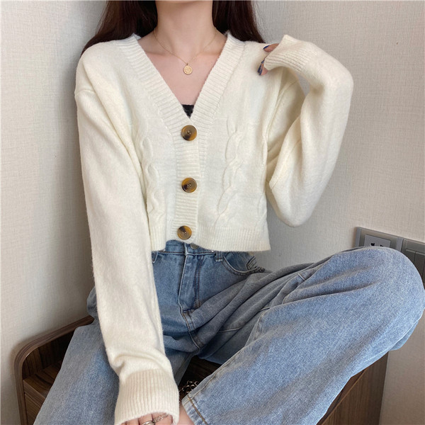 Kaasaegne naiste kardigan lühike mudel spits-kaelusega