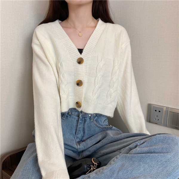 Kaasaegne naiste kardigan lühike mudel spits-kaelusega