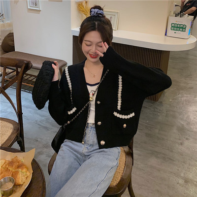 Stiilne naiste lühike taskutega kardigan