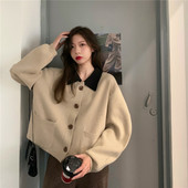 Naiste kardigan tavaline lai taskutega mudel