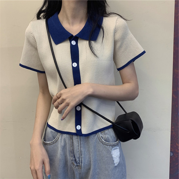 Praegune naiste vesti lihtne mudel lühikeste varrukatega