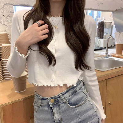 Praegune naiste kampsun nööpidega lühike mudel