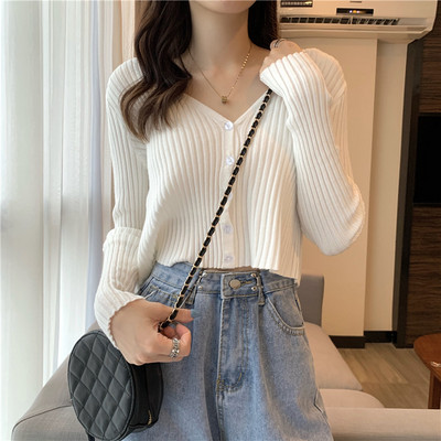 Naiste spitsikaelusega kardigan vabaaja mudel