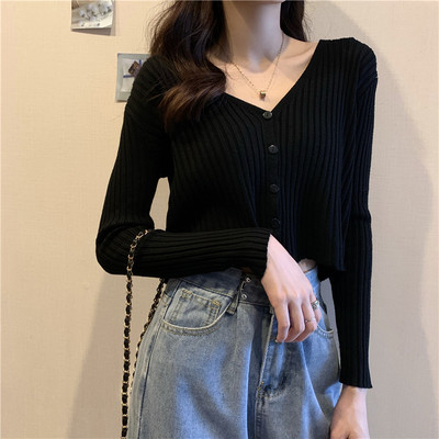 Naiste spitsikaelusega kardigan vabaaja mudel