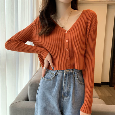 Naiste spitsikaelusega kardigan vabaaja mudel