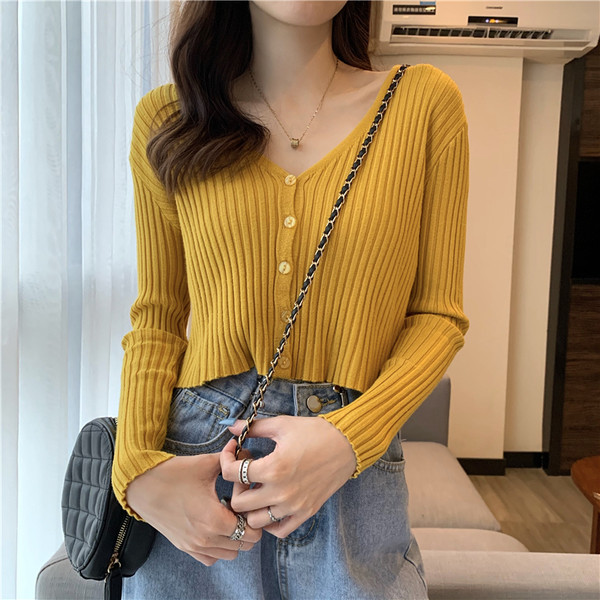 Naiste spitsikaelusega kardigan vabaaja mudel