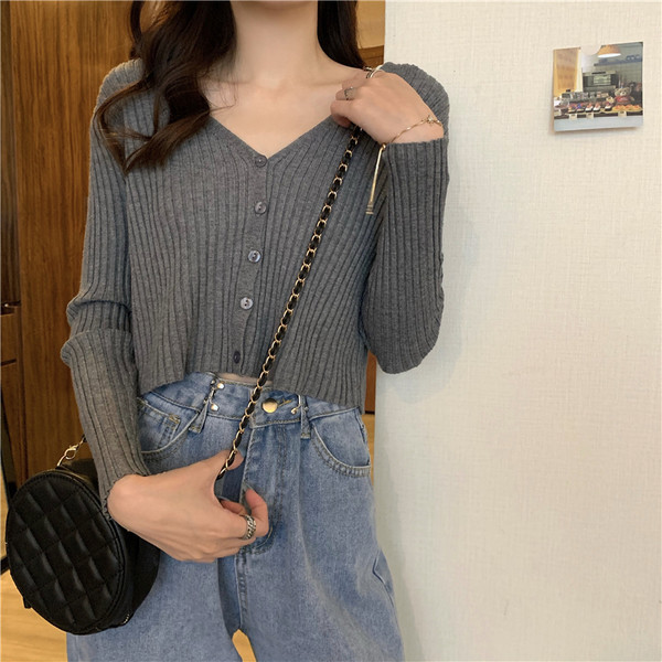 Naiste spitsikaelusega kardigan vabaaja mudel