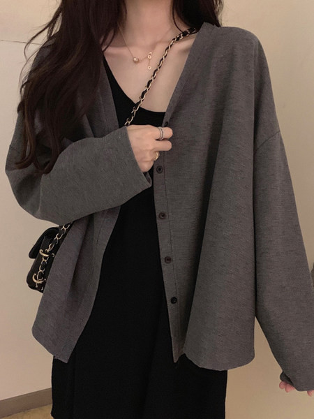 Cardigan casual dama uni model lat cu maneci lungi