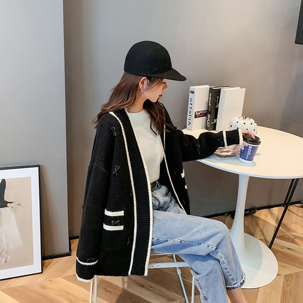 Stiilne naiste pikk kardigan pikkade varrukatega ilma kinnituseta