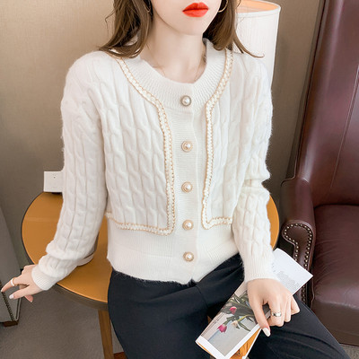 Stiilne naiste vest ümara kaelusega, pikkade varrukate ja nööpidega