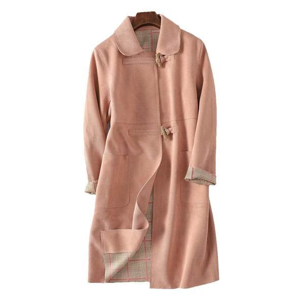 Hosszú őszi kabát zsebekkel