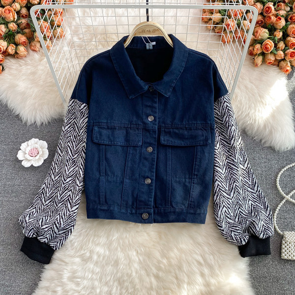 Női farmer dzseki gombokkal és zsebekkel - két színben