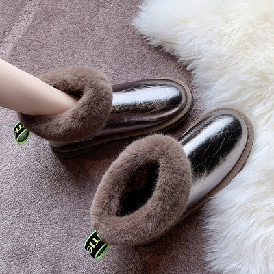 Cizme de iarnă de damă cu puf și talpă plată