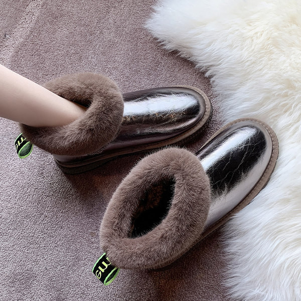 Cizme de iarnă de damă cu puf și talpă plată