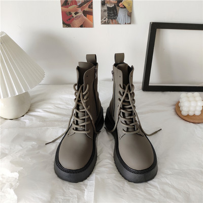 Cizme casual cu sireturi in doua culori