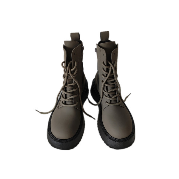 Cizme casual cu sireturi in doua culori