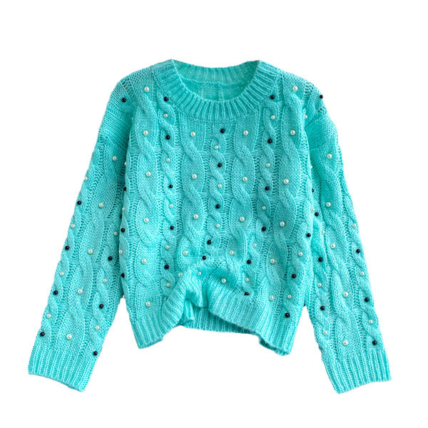 Naiste vabaaja kampsun ovaalse dekoltee ja kaunistusega