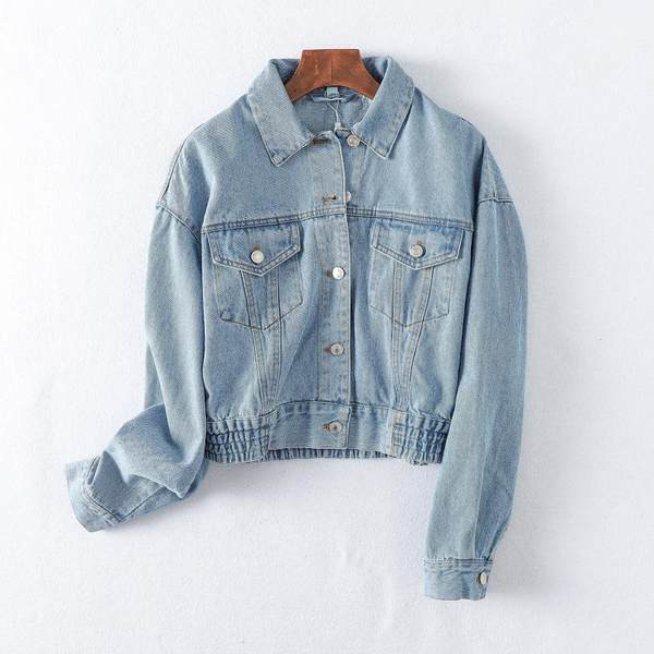 Uus mudel elastse vöökohaga sügisene teksajakk