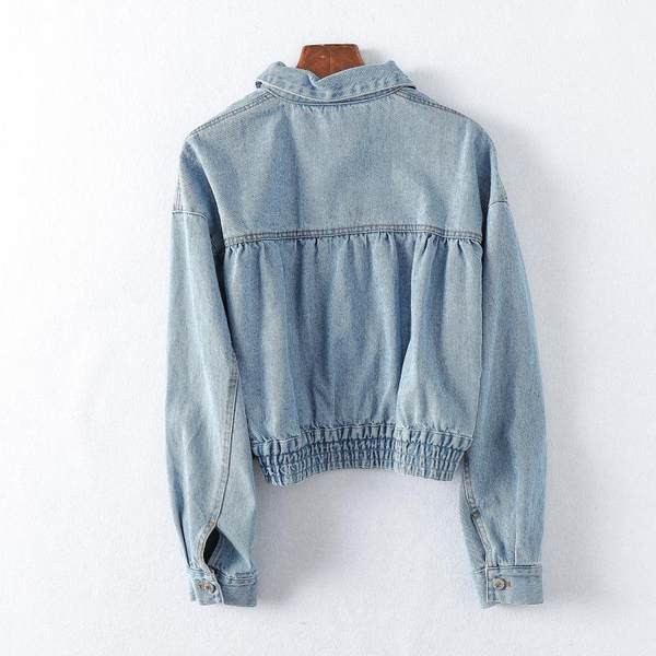 Uus mudel elastse vöökohaga sügisene teksajakk